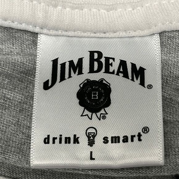 Jim Beam Women’s Heather Gray & White Baseball Long Sleeve Cotton T-Shirt- Large - Picture 8 of 9